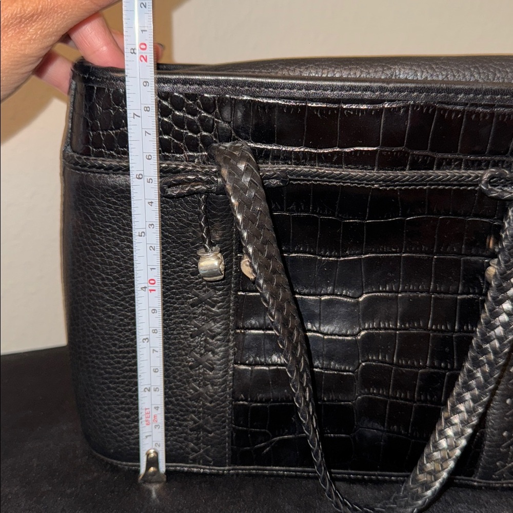 Brighton Women’s Black Croc Embossed Pebbled Leather Small Tote Bag Purse - Picture 12 of 14